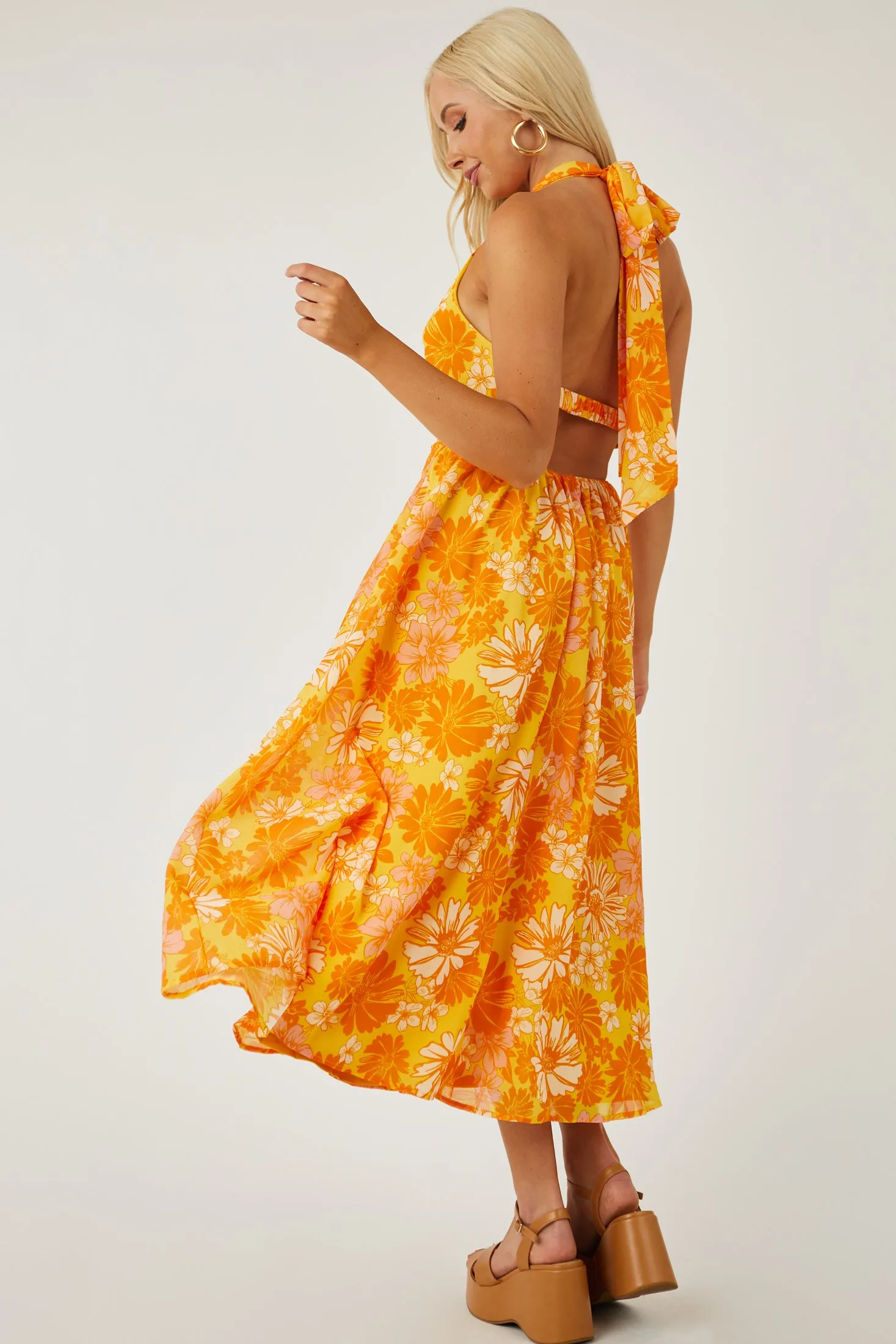 Flying Tomato Amber Floral Print Front Twist Midi Dress sold by Lime Lush product image thumbnail 4