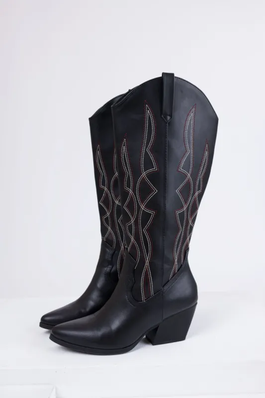 Black Western Style Knee High Boots sold by Lime Lush