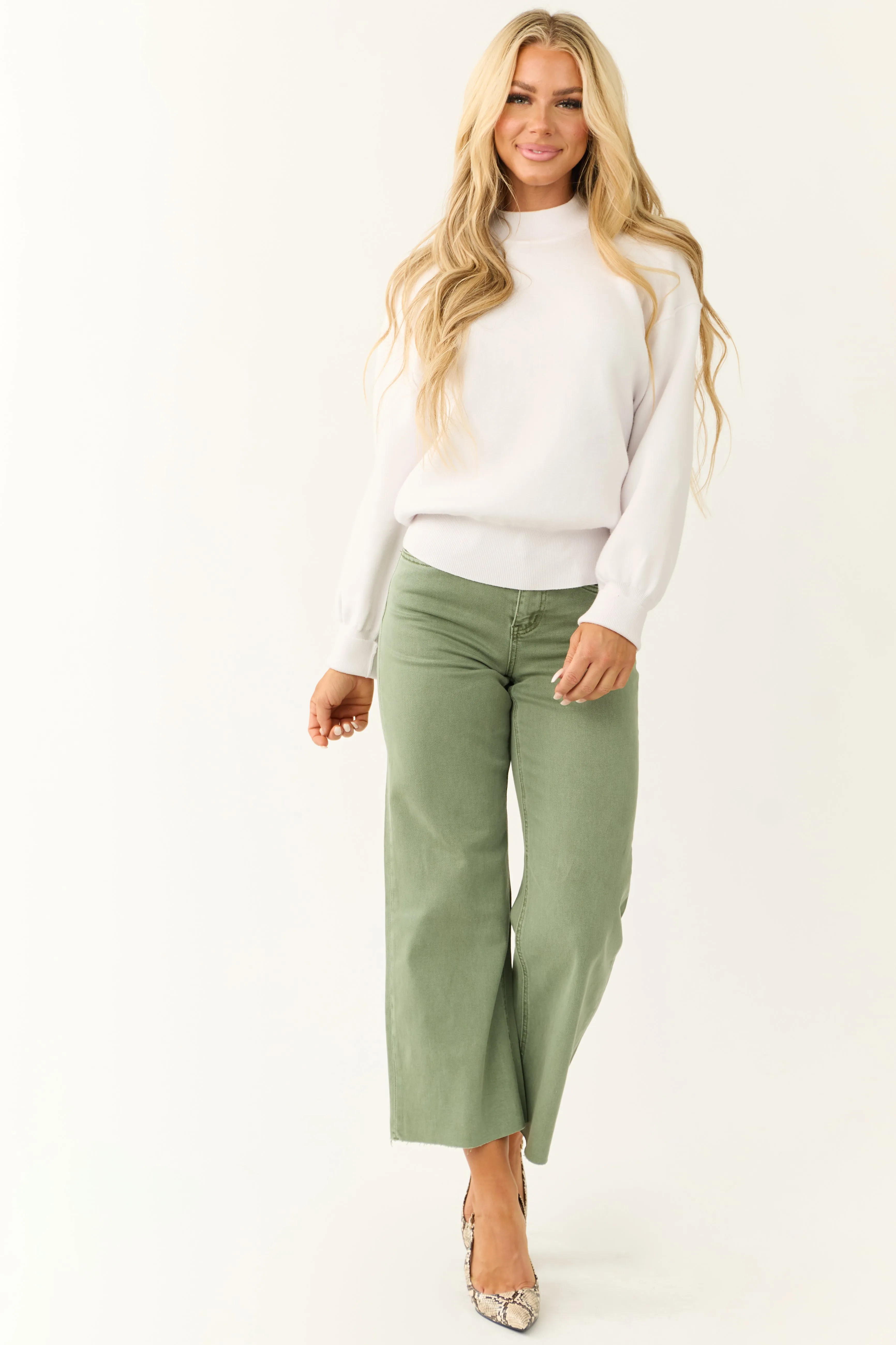 Cloud Grey Mock Neck Exposed Seam Sweater sold by Lime Lush product image thumbnail 2