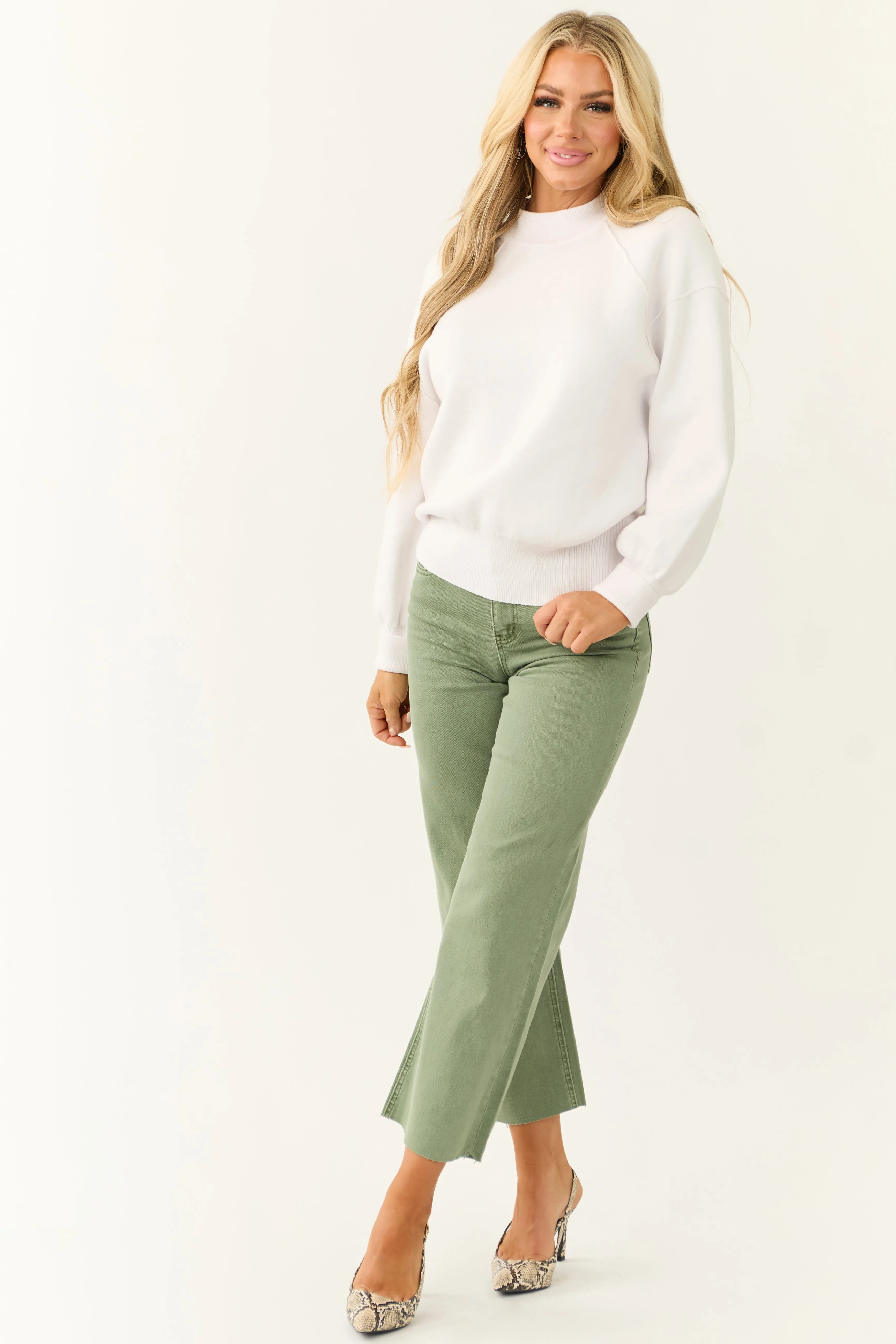 Cloud Grey Mock Neck Exposed Seam Sweater sold by Lime Lush product image thumbnail 4