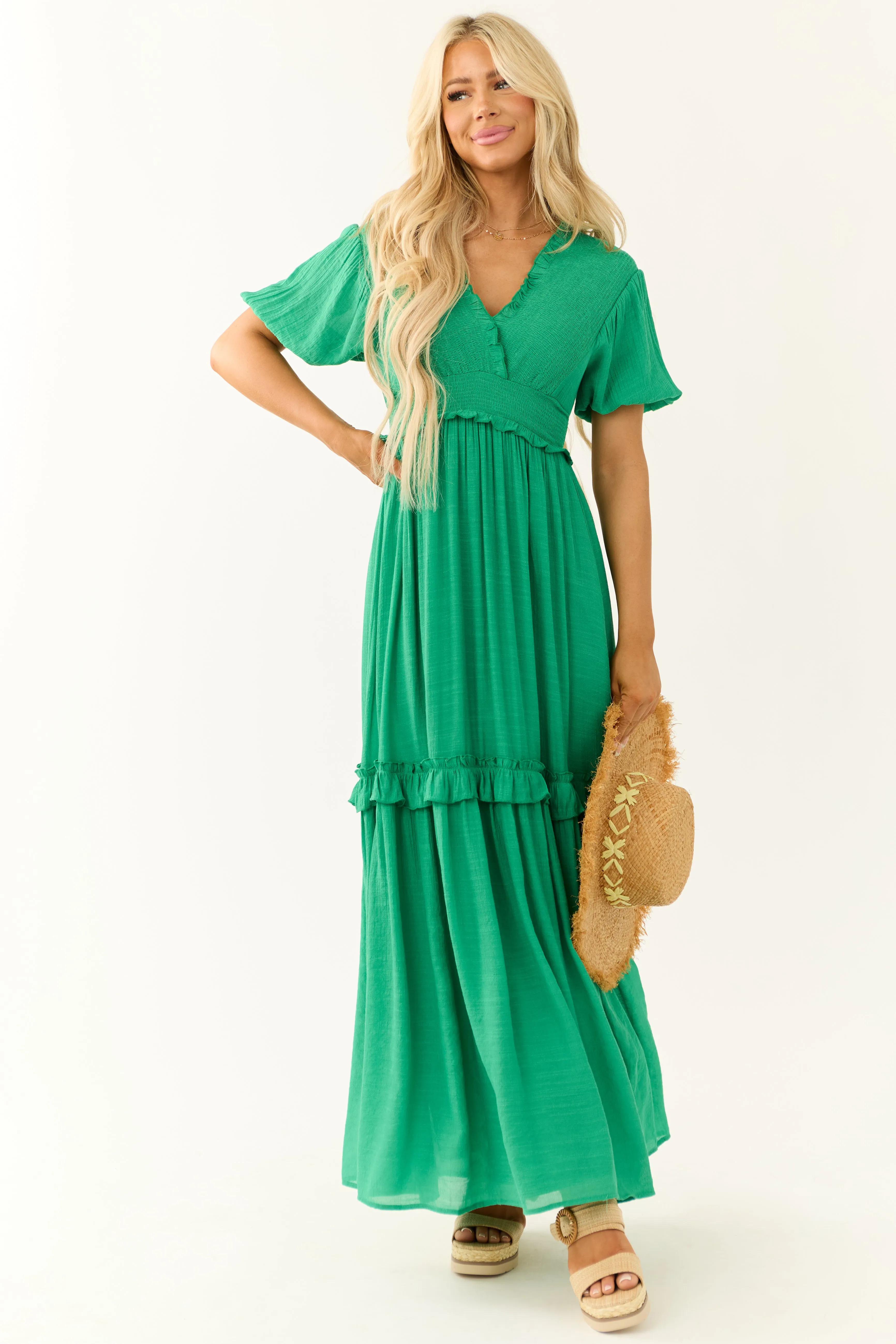 Jade Smocked Woven Maxi Dress sold by Lime Lush product image thumbnail 4