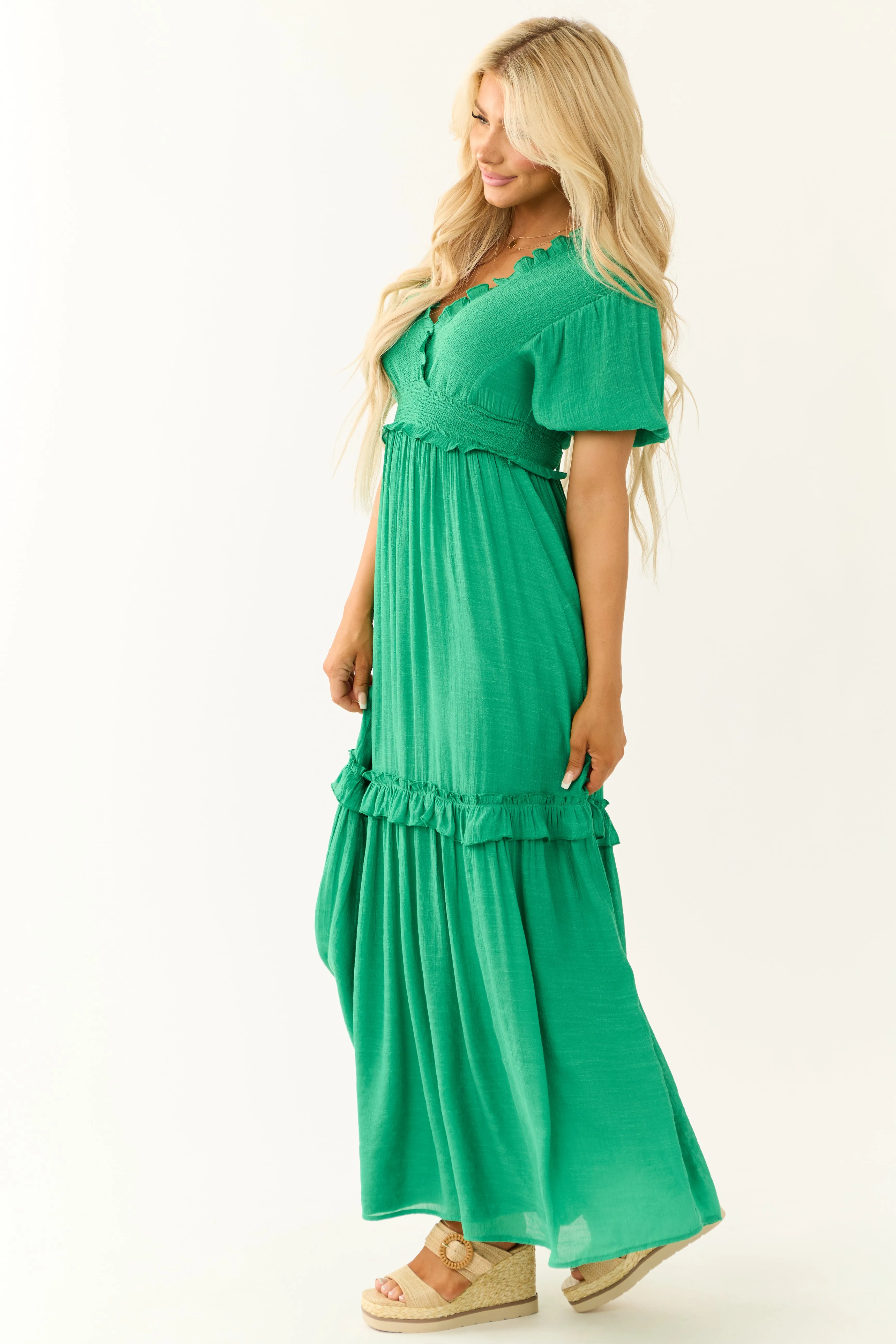 Jade Smocked Woven Maxi Dress sold by Lime Lush product image thumbnail 5