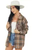 Cocoa and Copper Plaid Button Up Flannel Top sold by Lime Lush