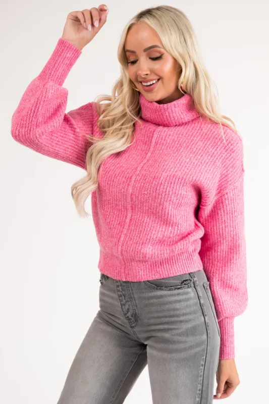Bubblegum Turtleneck Bubble Sleeve Sweater sold by Lime Lush