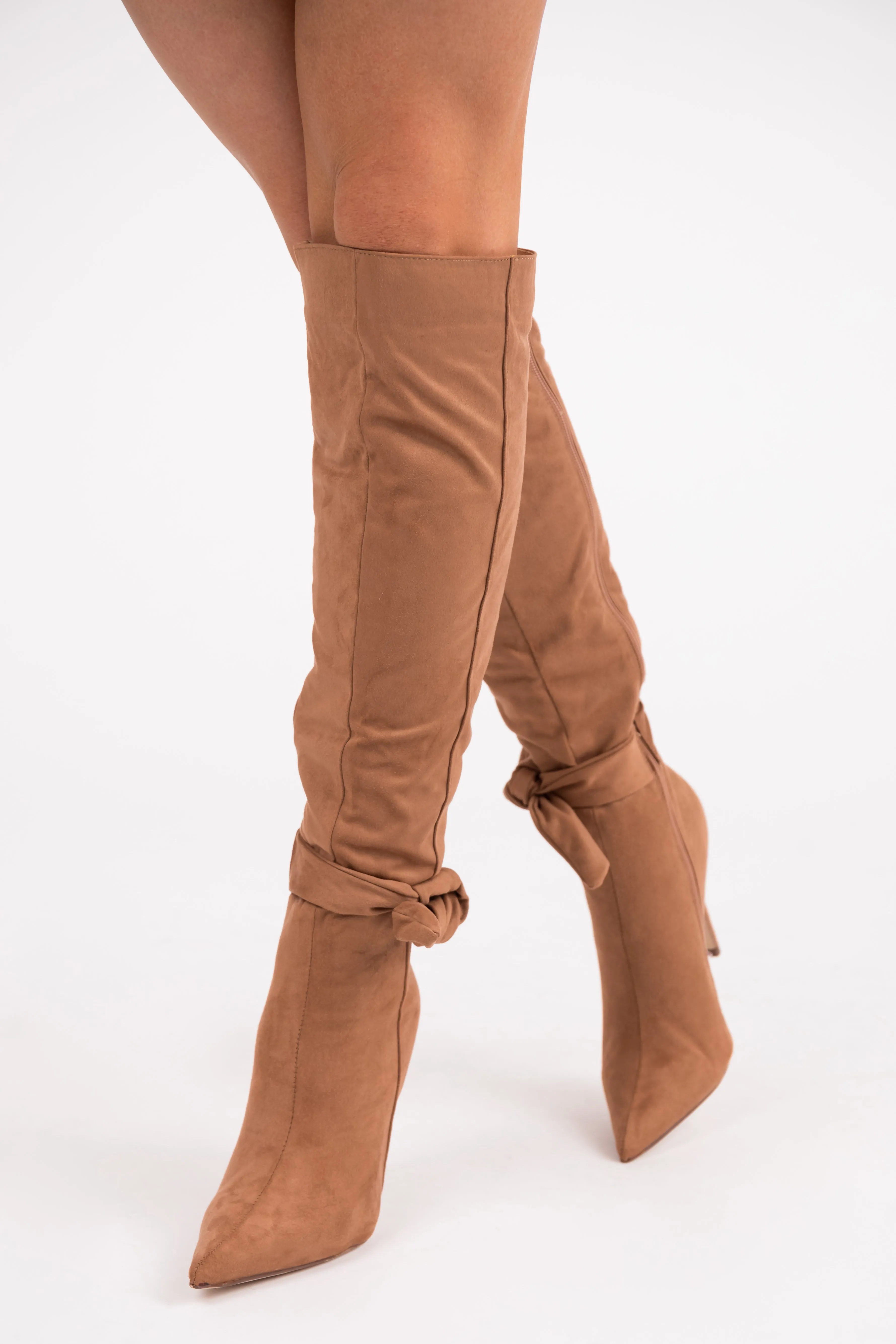 Copper Heeled Knee High Side Bow Detail Boots sold by Lime Lush product image thumbnail 2
