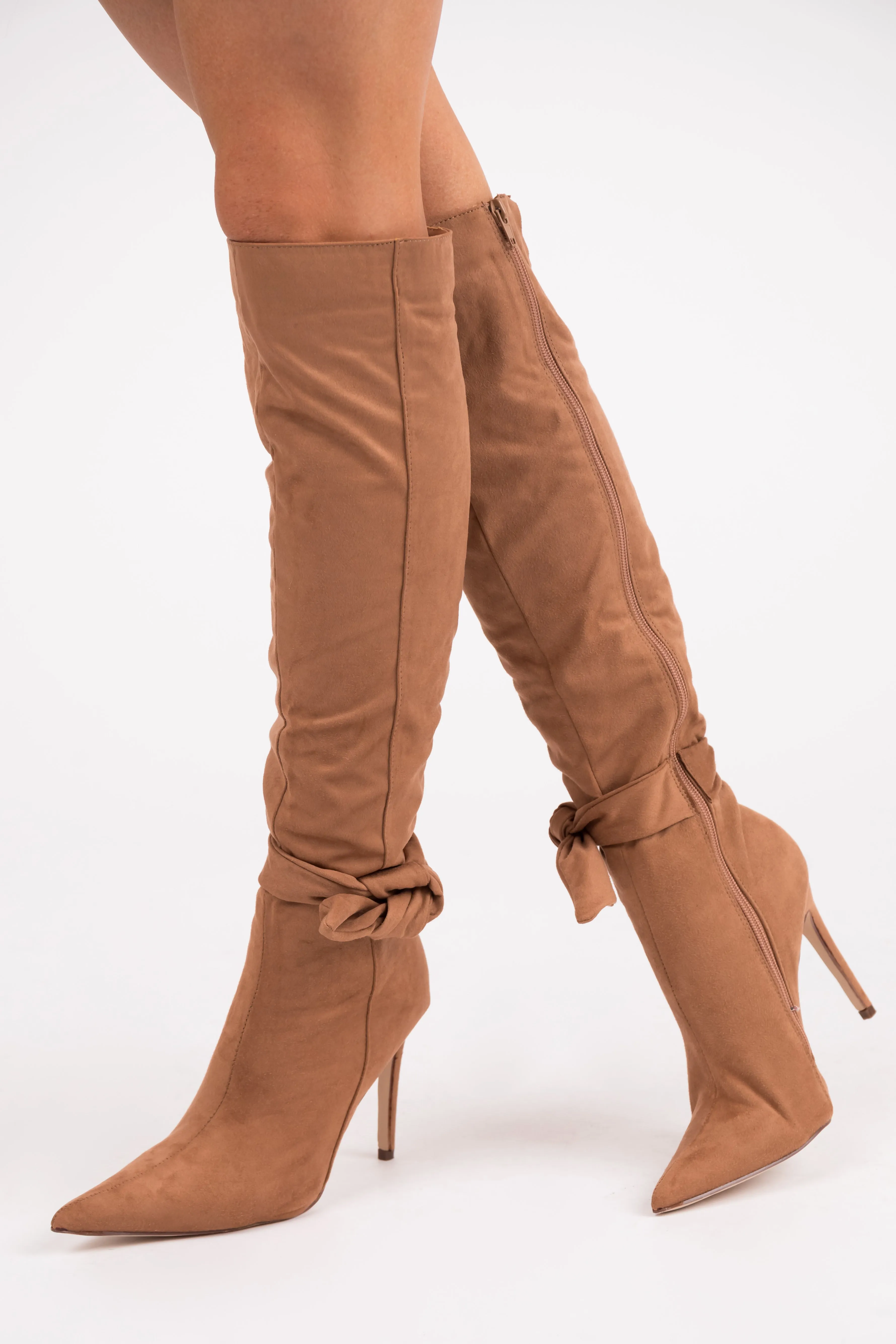 Copper Heeled Knee High Side Bow Detail Boots sold by Lime Lush product image thumbnail 3