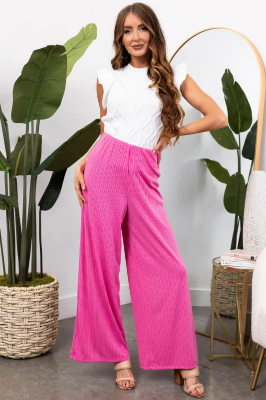 She+Sky Bubblegum Ribbed Knit Wide Leg Pants sold by Lime Lush
