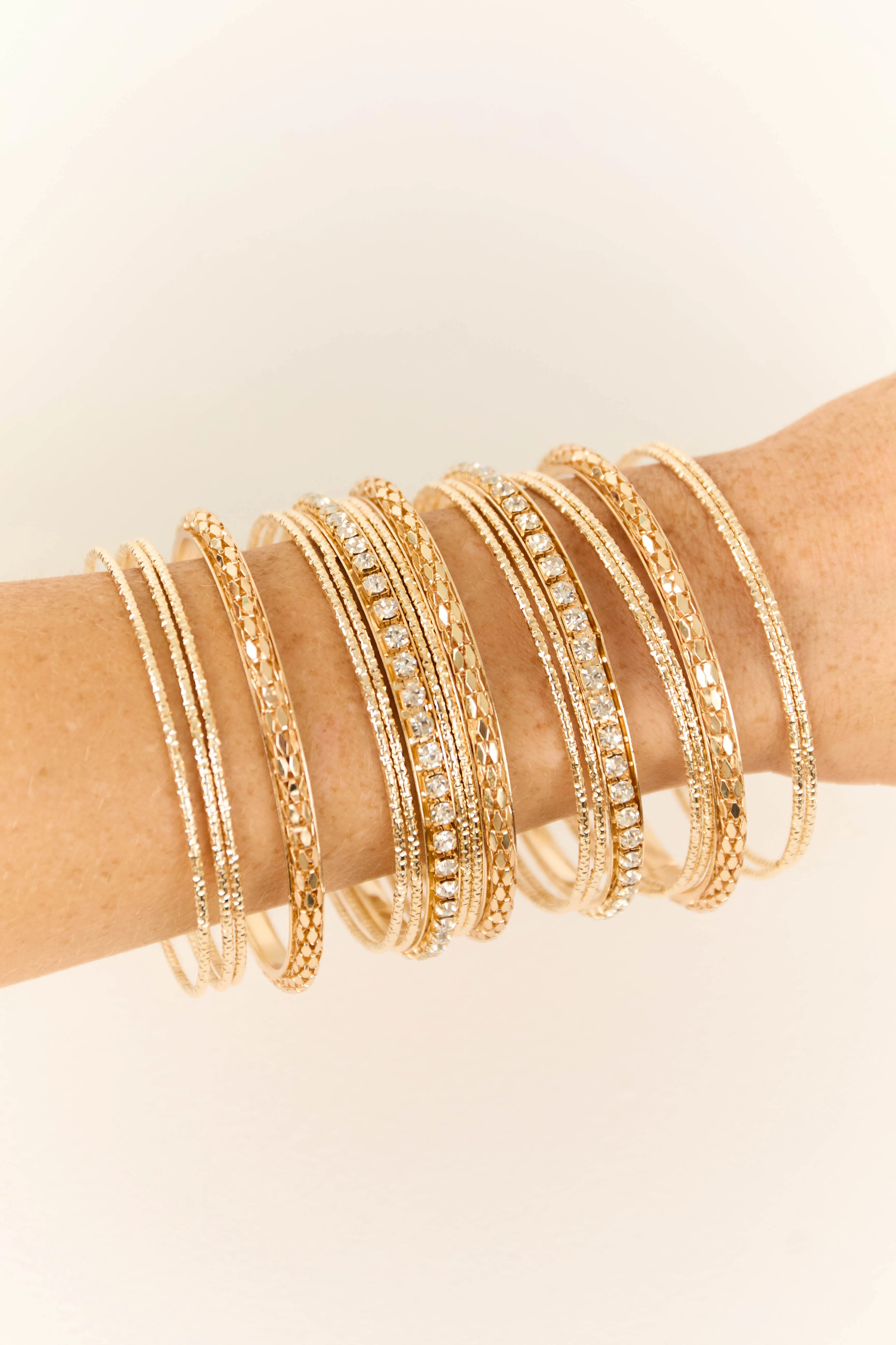 Gold 18 Piece Assorted Bangle Bracelet Set sold by Lime Lush
