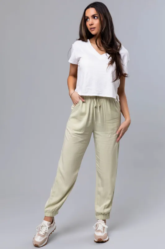 Pastel Lime Lightweight Woven Joggers sold by Lime Lush