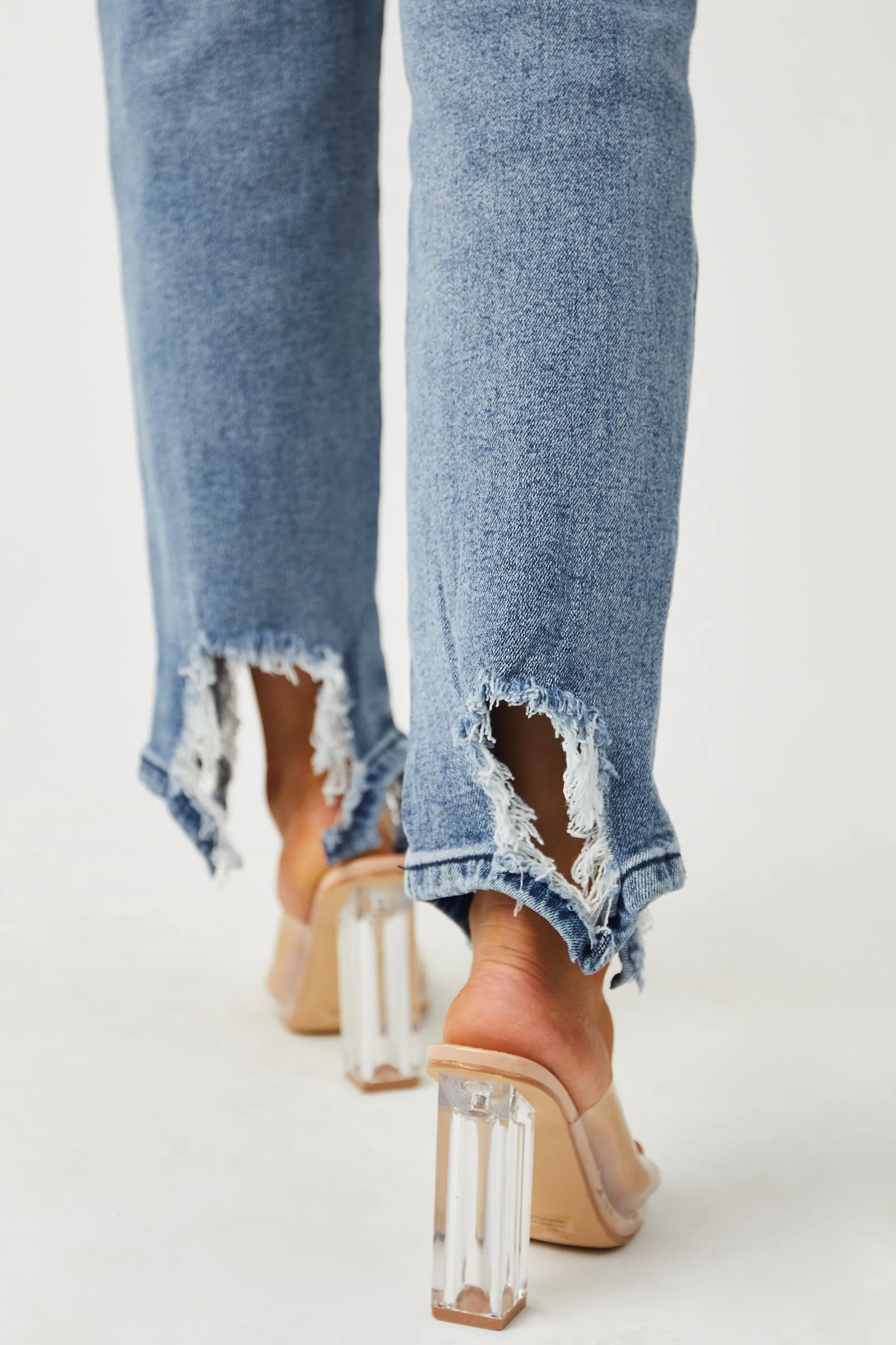 Special A Medium Acid Wash Shark Bite Distressed Hem Jeans sold by Lime Lush product image thumbnail 5