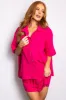 She+Sky Hot Pink Chest Pocket Half Sleeve Shirt sold by Lime Lush