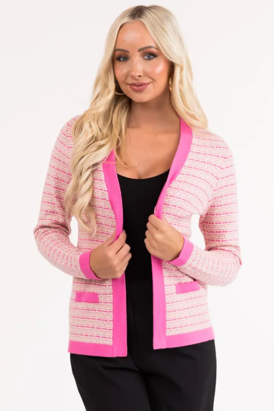 Vivid Bubblegum Printed Open Front Cardigan sold by Lime Lush