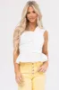 She+Sky Off White Ruffle One Shoulder Peplum Top sold by Lime Lush
