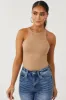Camel Soft Brushed Knit Sleeveless Bodysuit sold by Lime Lush