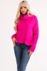 Magenta Wide Turtleneck Side Slit Sweater sold by Lime Lush