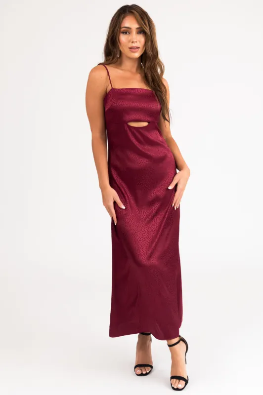 Maroon Animal Print Sleeveless Midi Dress sold by Lime Lush