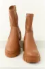 Tawny Faux Leather Zip Up Platform Bootie sold by Lime Lush
