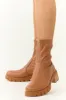 Tawny Faux Leather Zip Up Platform Bootie sold by Lime Lush