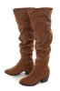Cognac Suede Slouchy Over the Knee Booties sold by Lime Lush