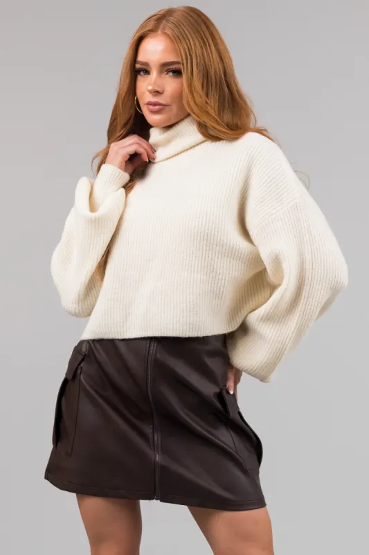 Chocolate Washed Faux Leather Mini Skirt sold by Lime Lush