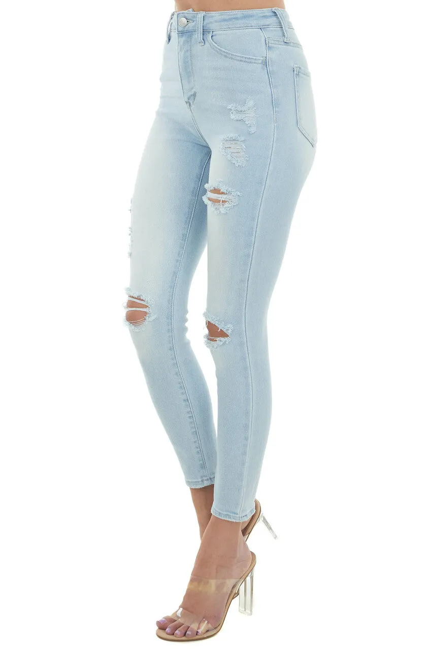 Cello Light Wash High Rise Lightly Distressed Jeans sold by Lime Lush product image thumbnail 2