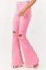 JC & JQ Bubblegum Distressed Knee High Rise Flare Jeans sold by Lime Lush