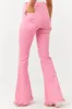 JC & JQ Bubblegum Distressed Knee High Rise Flare Jeans sold by Lime Lush