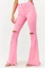 JC & JQ Bubblegum Distressed Knee High Rise Flare Jeans sold by Lime Lush