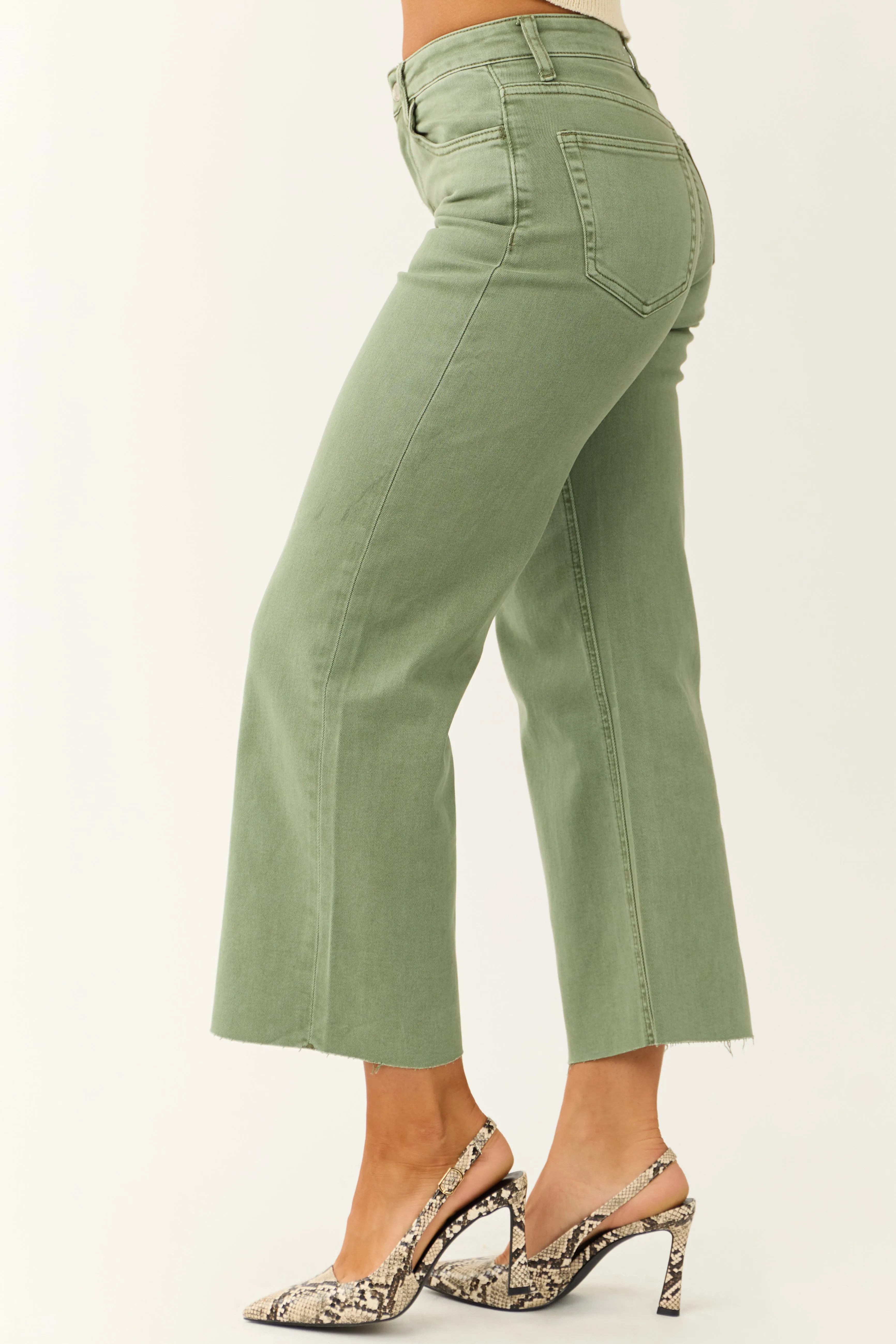 Vervet Juniper High Rise Wide Leg Cropped Jeans sold by Lime Lush product image thumbnail 3