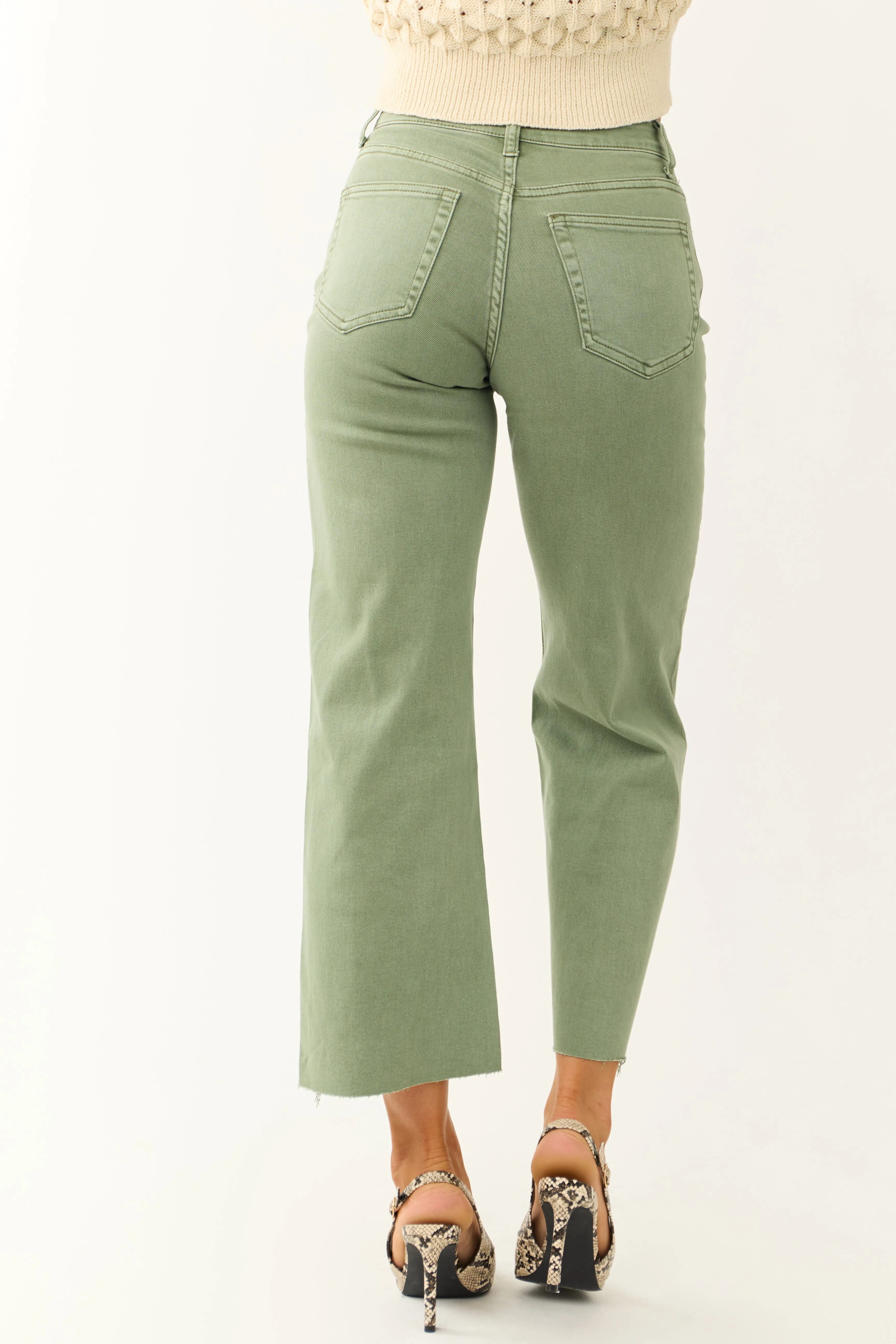 Vervet Juniper High Rise Wide Leg Cropped Jeans sold by Lime Lush product image thumbnail 4