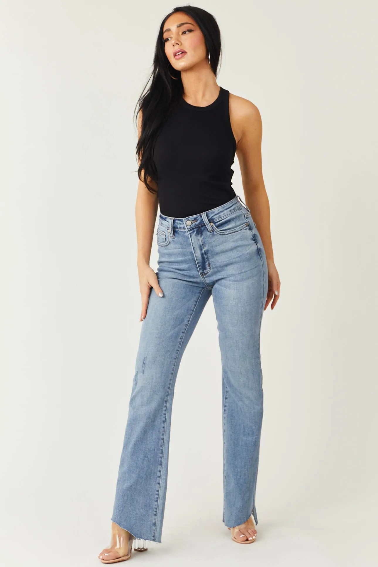 Judy Blue Medium Wash High Rise Slim Bootcut Jeans sold by Lime Lush product image thumbnail 3