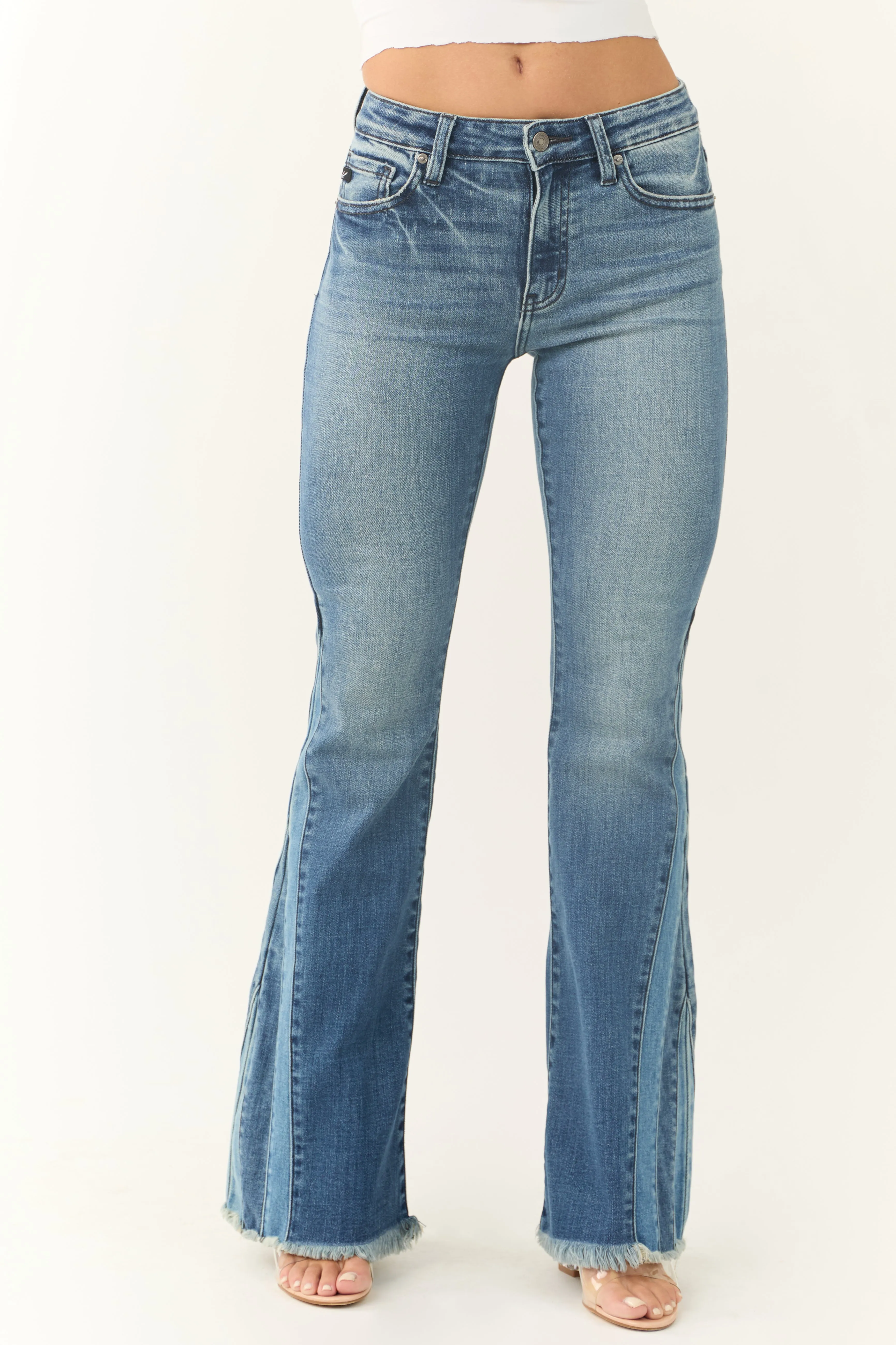 KanCan Medium Wash Flare Seam Piecing Detail Jeans sold by Lime Lush product image thumbnail 3