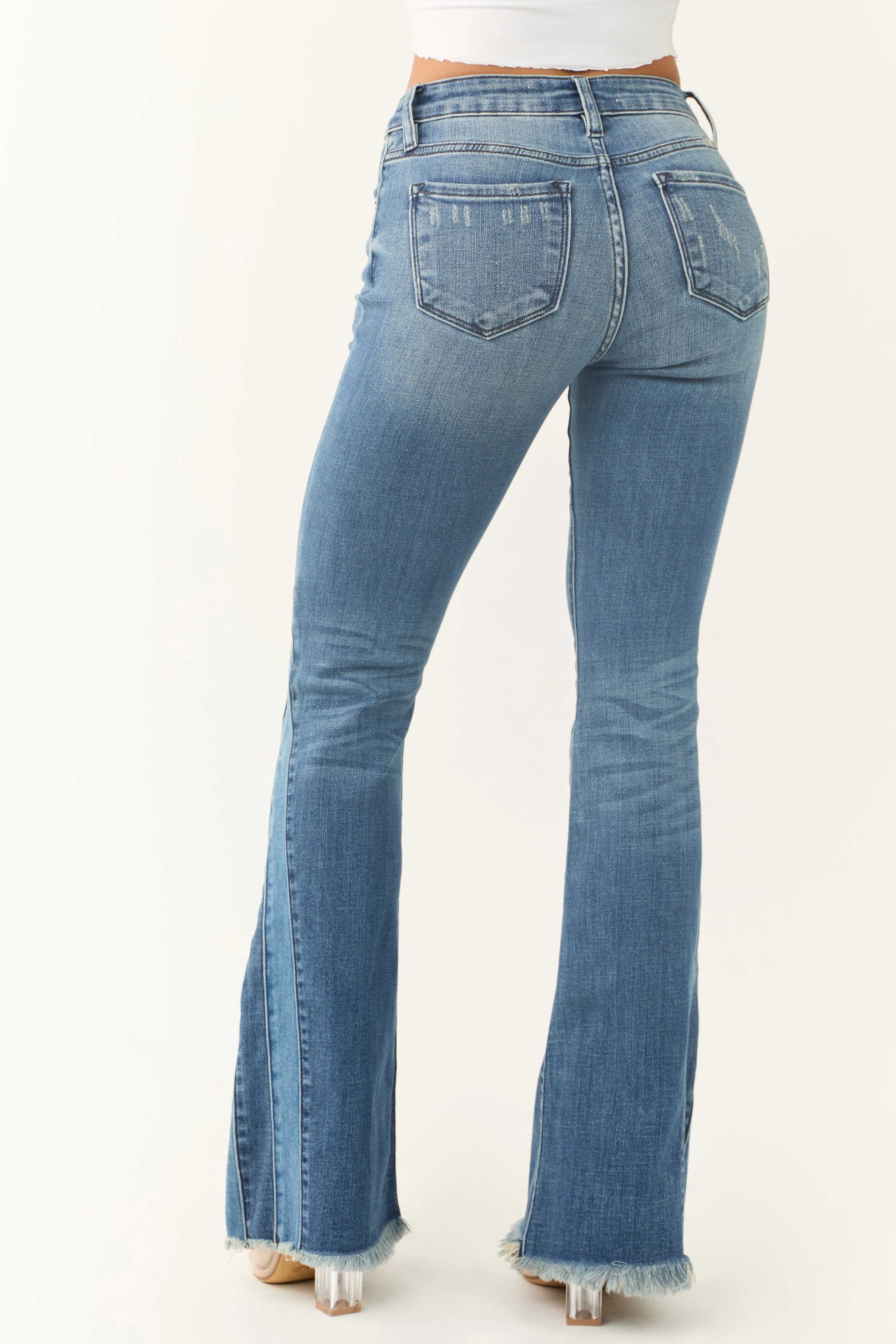 KanCan Medium Wash Flare Seam Piecing Detail Jeans sold by Lime Lush product image thumbnail 4