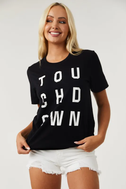 Black 'Touchdown' Short Sleeved Graphic Tee sold by Lime Lush