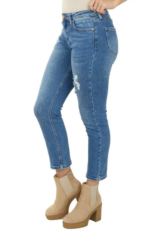 I&M Medium Wash High Rise Lightly Distressed Jeans sold by Lime Lush