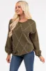 Ellie Olive Diamond Pattern Pearl Beaded Sweater sold by Lime Lush
