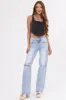 Risen Light Wash Wide Leg Ripped Jeans sold by Lime Lush
