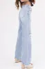 Risen Light Wash Wide Leg Ripped Jeans sold by Lime Lush