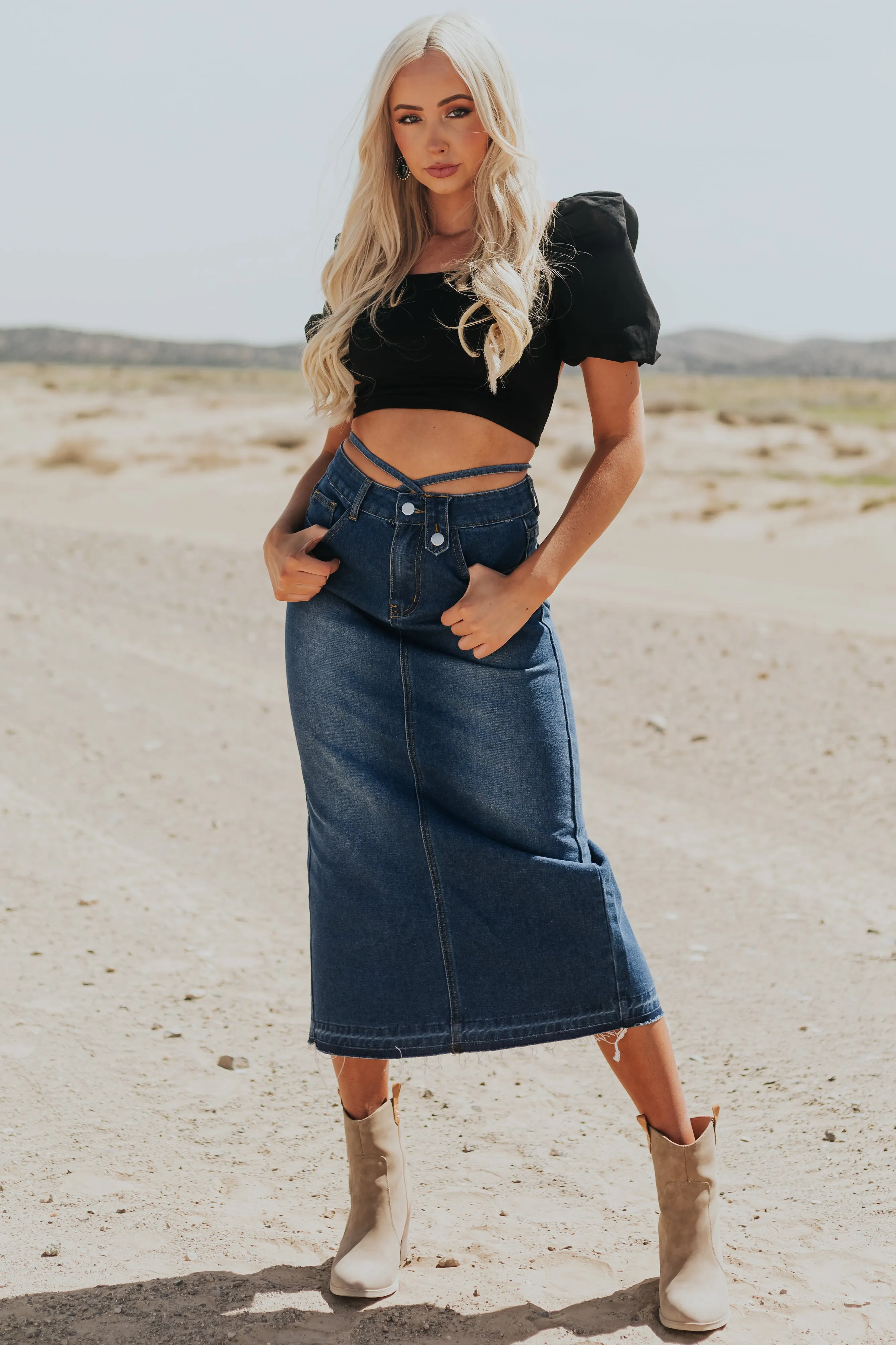 Black Puff Sleeve Strappy Open Back Crop Top sold by Lime Lush product image thumbnail 3