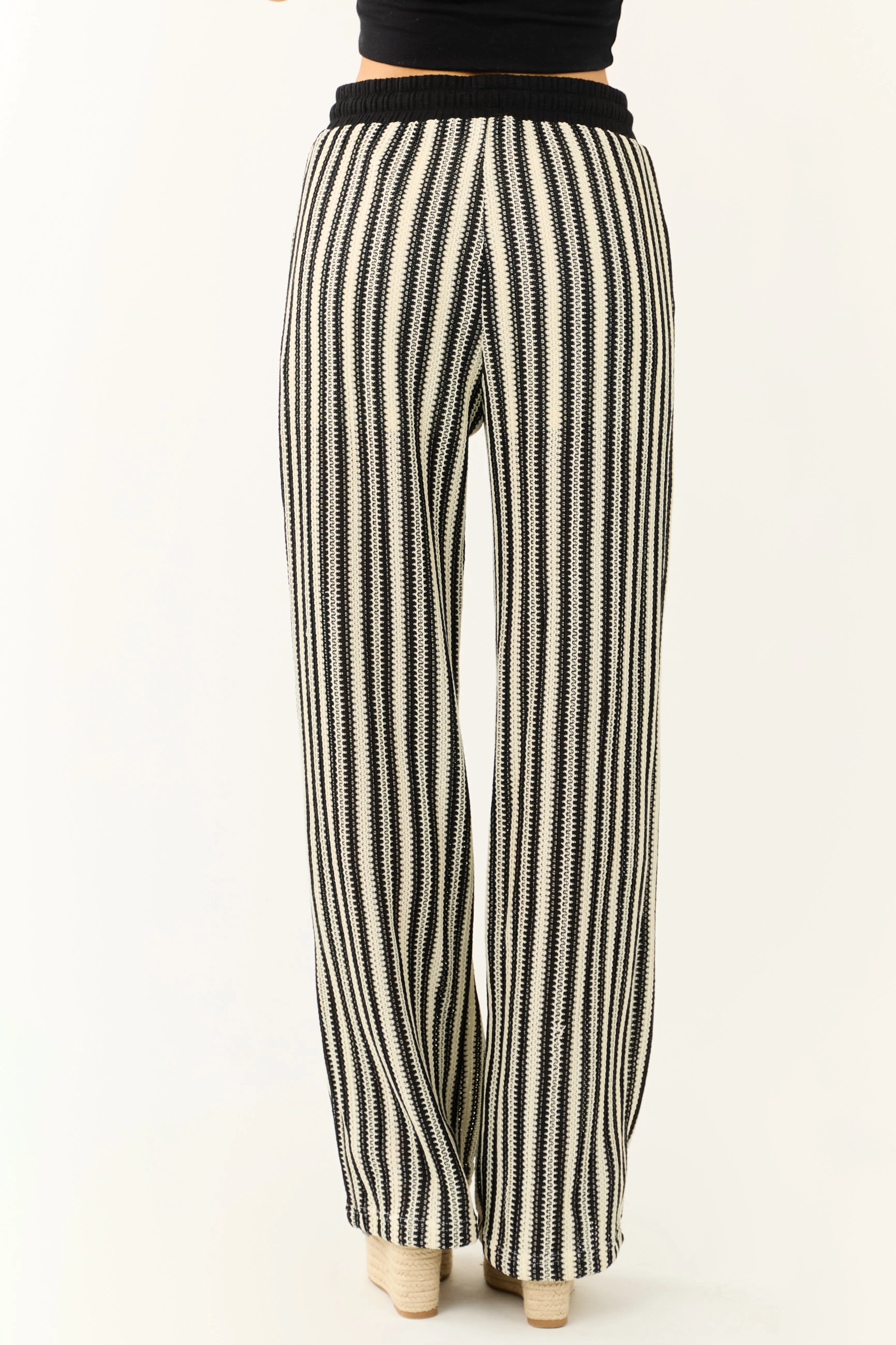 Black and Cream Striped Knit Wide Leg Pants sold by Lime Lush product image thumbnail 4