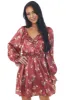 Ruby Floral Bubble Sleeve Satin Mini Dress sold by Lime Lush