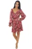 Ruby Floral Bubble Sleeve Satin Mini Dress sold by Lime Lush