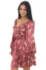 Ruby Floral Bubble Sleeve Satin Mini Dress sold by Lime Lush