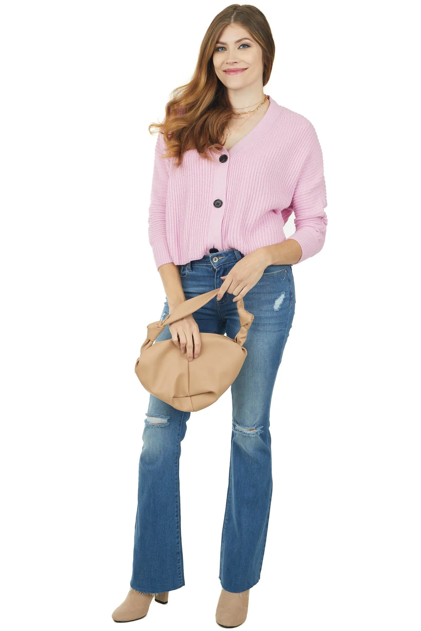 Carnation Dolman Sleeve Ribbed Knit Cardigan sold by Lime Lush product image thumbnail 2