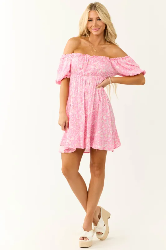 Bubblegum Floral Print Puff Sleeve Mini Dress sold by Lime Lush