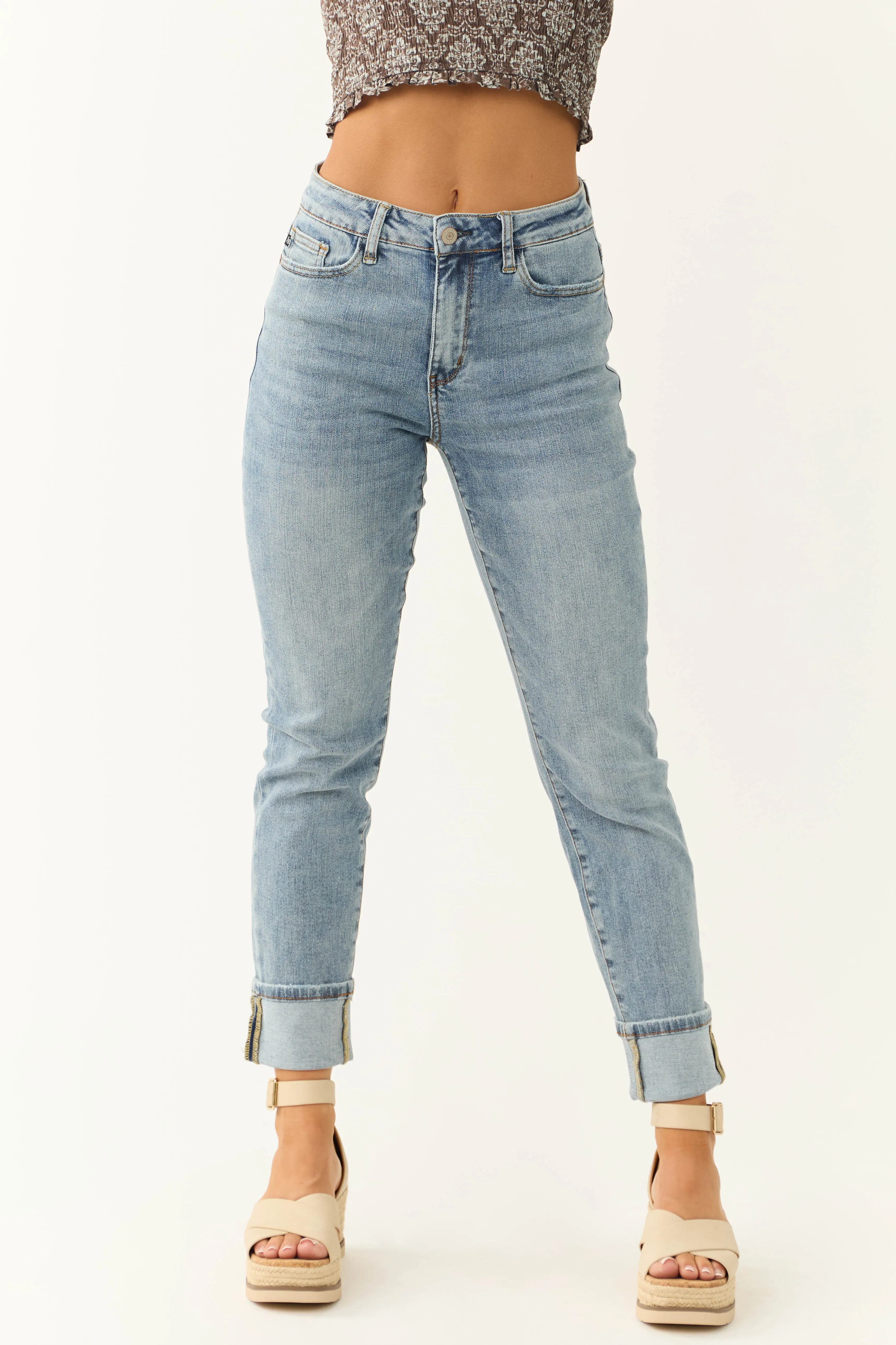 Judy Blue Light Vintage Wash Boyfriend Jeans sold by Lime Lush