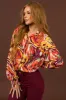 Flying Tomato Multicolor Abstract Long Sleeve Button Blouse sold by Lime Lush