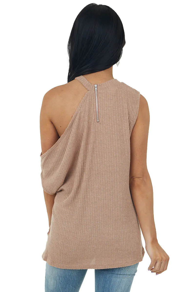 Sienna Sleeveless Asymmetrical Knit Top with Cold Shoulder sold by Lime Lush product image thumbnail 5
