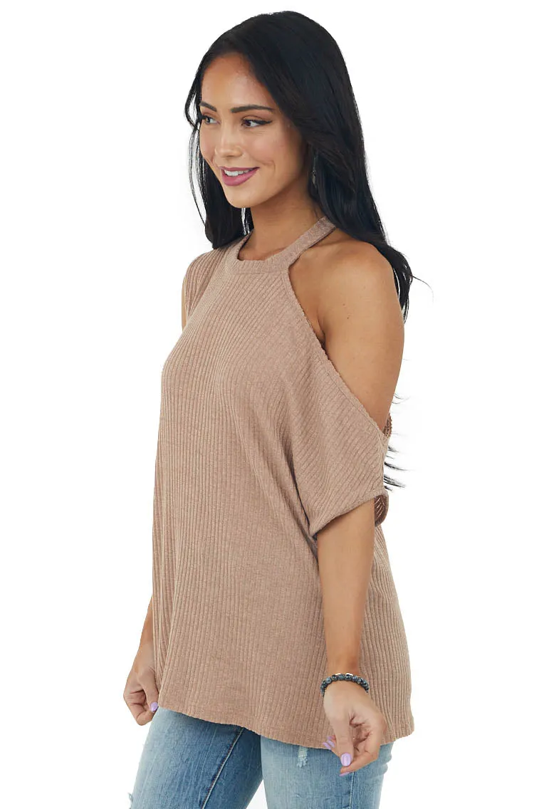 Sienna Sleeveless Asymmetrical Knit Top with Cold Shoulder sold by Lime Lush product image thumbnail 4