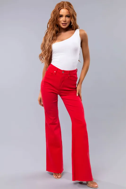 Judy Blue Tummy Control Lipstick Flare Jeans sold by Lime Lush